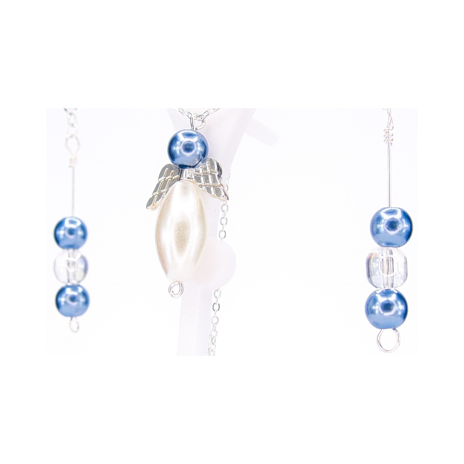 Engel Set Blau & Weiß Kleinserie (Halskette & Ohrringe)