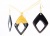 Raute Schwarz Gold Set Halskette & Ohrringe: 65 cm